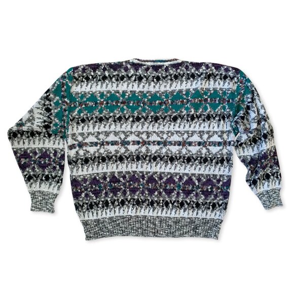 Vintage Knit Eclectic Grandpa Grandma Madison Pattern Fall Sweater Fisherman - Picture 3 of 9